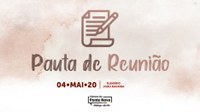 Programação da reunião extraordinária da Câmara de Ponte Nova dia 04/05/2020