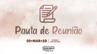 Programação da reunião ordinária da Câmara de Ponte Nova dia 05/03/2020