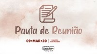 Programação da reunião ordinária da Câmara de Ponte Nova dia 09/03/2020