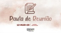 Programação da reunião ordinária da Câmara de Ponte Nova dia 12/03/2020