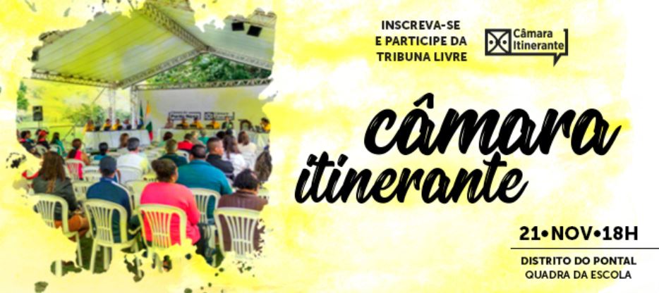 Programação da reunião ordinária da Câmara de Ponte Nova dia 21/11/2019 - ITINERANTE NO PONTAL